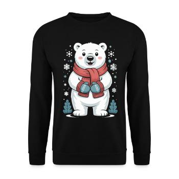 Polarbär Winterzauber - Unisex Pullover - Schwarz - Vorne - Alina (178cm) & Michal (187cm)