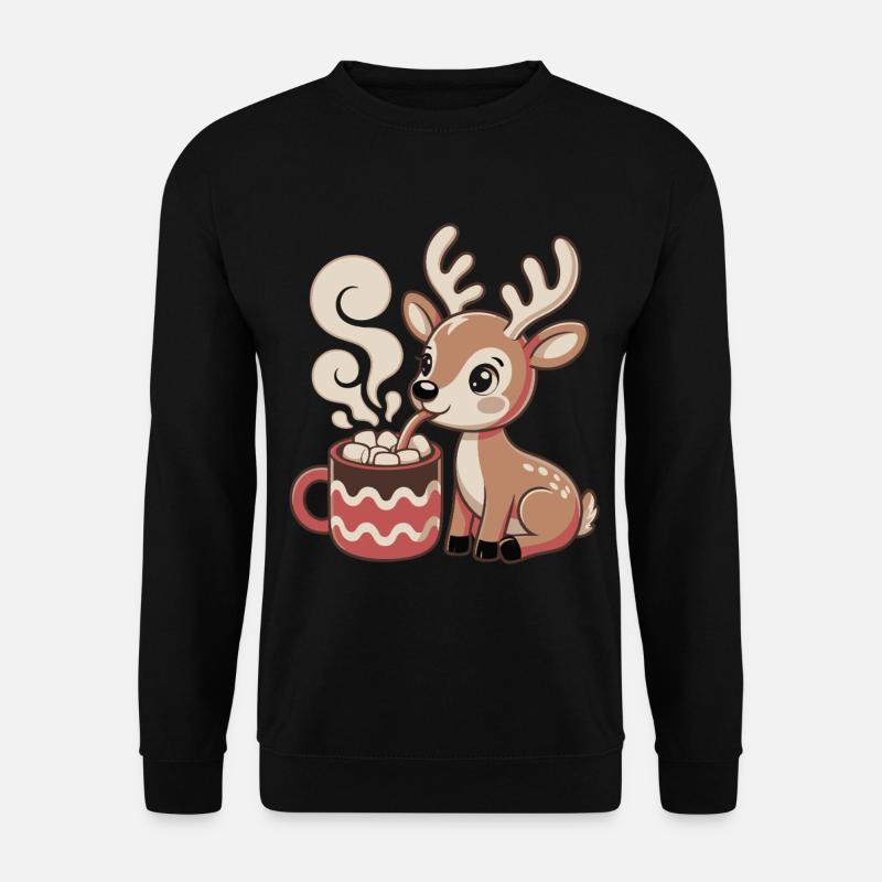 Cuddly deer drinks cocoa - Unisex Sweatshirt - black