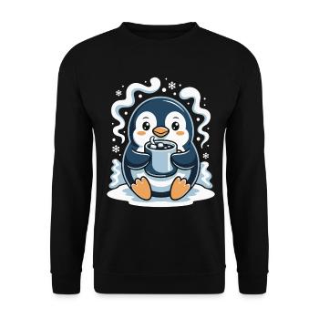 Cuddly penguin with hot cocoa - Unisex Sweatshirt - black - Front - Alina (178cm) & Michal (187cm)