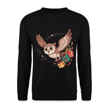 Owl Flight with Gifts - Unisex Sweatshirt - black - Front - Alina (178cm) & Michal (187cm)