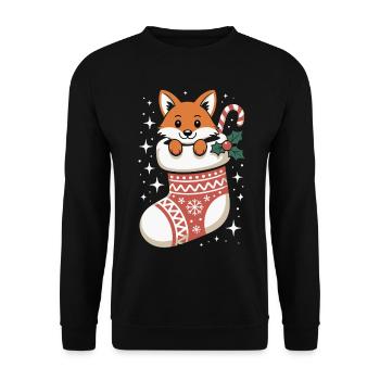 Renard en chaussette de Noël - Sweat-shirt Unisexe - noir - Devant - Alina (178cm) & Michal (187cm)