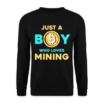Krypto Mining Junge – Bitcoin Leidenschaft - Unisex Pullover - Schwarz - Vorne - Alina (178cm) & Michal (187cm)