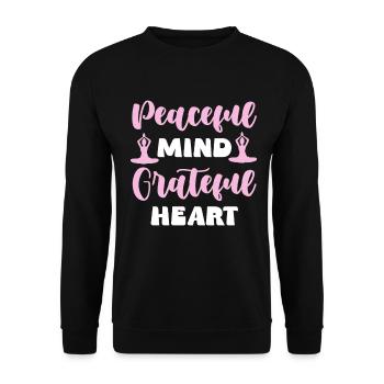 Peaceful Mind Grateful Heart - Unisex Sweatshirt - black - Front - Alina (178cm) & Michal (187cm)