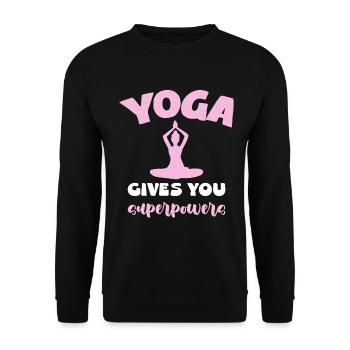 Yoga Gibt Dir Superkräfte - Unisex Pullover - Schwarz - Vorne - Alina (178cm) & Michal (187cm)