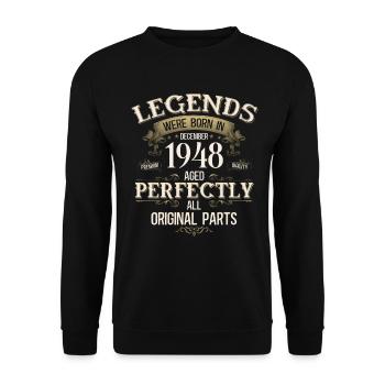 77th Birthday Legend December Vintage 1948 - Unisex Sweatshirt - black - Front - Alina (178cm) & Michal (187cm)