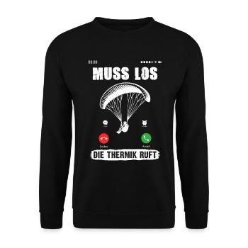 Paragliders MUST GO, THERMALS ARE CALLING - Unisex Sweatshirt - black - Front - Alina (178cm) & Michal (187cm)