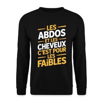 Abs Hair for the Weak - Bald Big Belly - Unisex Sweatshirt - black - Front - Alina (178cm) & Michal (187cm)