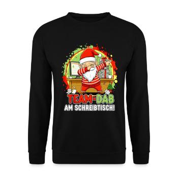 TEAM-DAB AM SCHREIBTISCH Büro Wichtel Office Xmas - Unisex Pullover - Schwarz - Vorne - Alina (178cm) & Michal (187cm)
