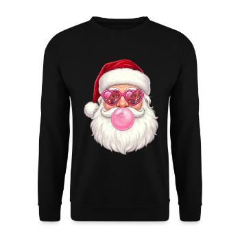 Santa Claus with Sunglasses and Chewing Gum - Unisex Sweatshirt - black - Front - Alina (178cm) & Michal (187cm)