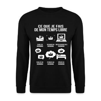 What I Do In My Free Time Running Humor - Unisex Sweatshirt - black - Front - Alina (178cm) & Michal (187cm)