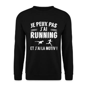 Je Peux Pas J’Ai Running Humour Course à Pied - Sweat-shirt Unisexe - noir - Devant - Alina (178cm) & Michal (187cm)