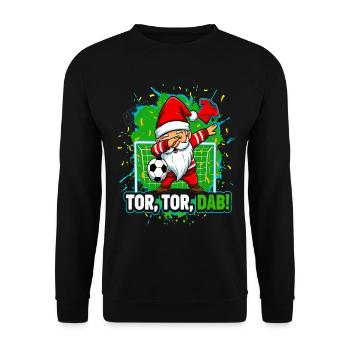 Tor Tor Dab Fußball Santa Wichtel Weihnachten - Unisex Pullover - Schwarz - Vorne - Alina (178cm) & Michal (187cm)