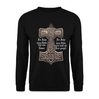 Vikings Le Fils de Mon Dieu Porte un Marteau - Sweat-shirt Unisexe - noir - Devant - Alina (178cm) & Michal (187cm)