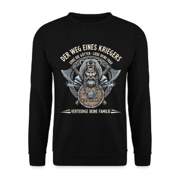 Viking Warrior Saying "The Way of a Warrior" - Unisex Sweatshirt - black - Front - Alina (178cm) & Michal (187cm)