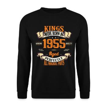 Kings born in 1955 - Unisex Sweatshirt - black - Front - Alina (178cm) & Michal (187cm)