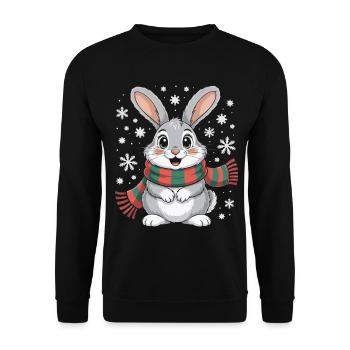 Winter Bunny with Scarf - Unisex Sweatshirt - black - Front - Alina (178cm) & Michal (187cm)