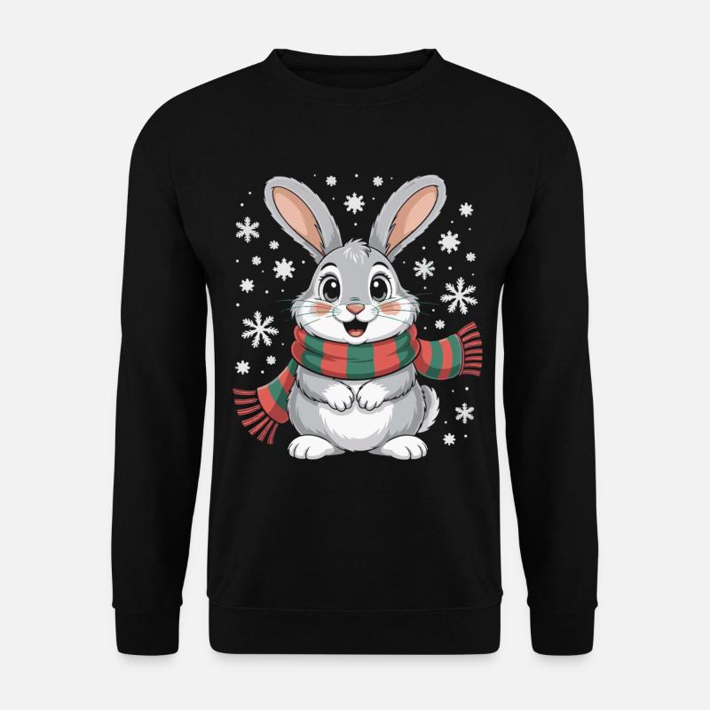 Winterhase mit Schal - Unisex Pullover - Schwarz