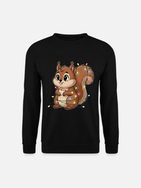 Lichterbehängtes Eichhörnchen - Unisex Pullover - Schwarz