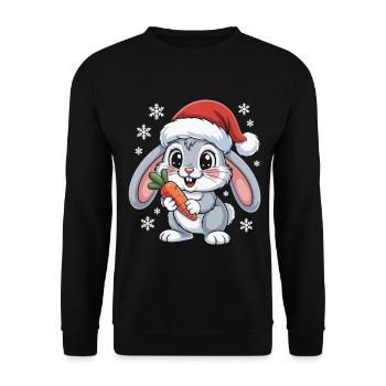 Winter bunny with carrot - Unisex Sweatshirt - black - Front - Alina (178cm) & Michal (187cm)