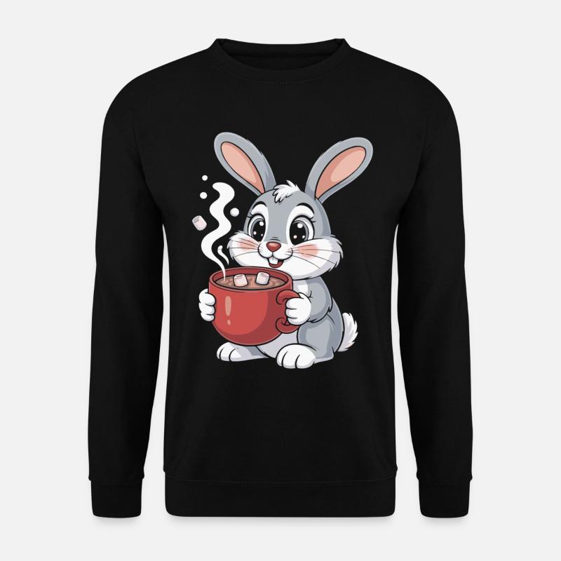 Kuschelbunny mit Kaffeebecher - Unisex Pullover - Schwarz