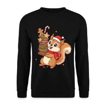 Écureuil de Noël avec des biscuits - Sweat-shirt Unisexe - noir - Devant - Alina (178cm) & Michal (187cm)