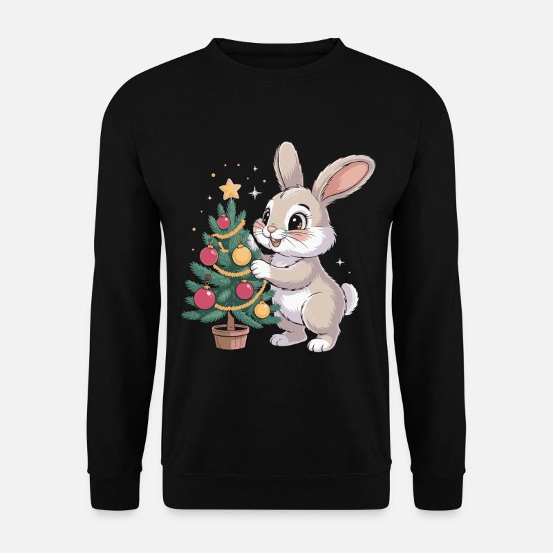 Osterhase schmückt Baum - Unisex Pullover - Schwarz