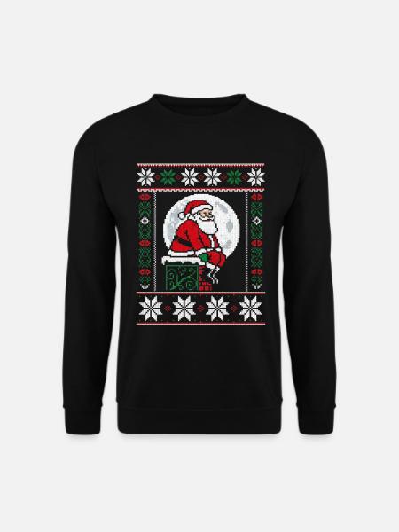 Christmas Pixel Art Santa on Mantel - Unisex Sweatshirt - black