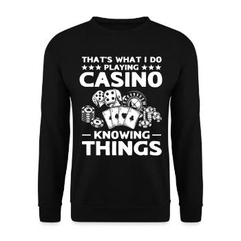 Casino Glücksspieler - Unisex Pullover - Schwarz - Vorne - Alina (178cm) & Michal (187cm)