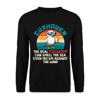 CUXHAVEN THE REAL FISH HEAD CAN SMELL THE SEA - Unisex Sweatshirt - black - Front - Alina (178cm) & Michal (187cm)