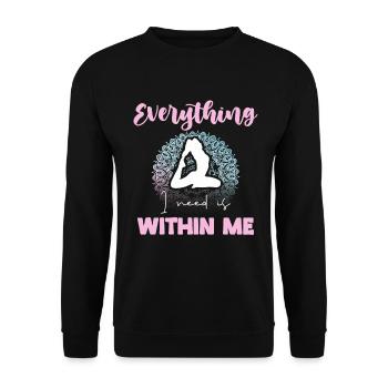 Motif Yoga de l’Équilibre Intérieur - Sweat-shirt Unisexe - noir - Devant - Alina (178cm) & Michal (187cm)