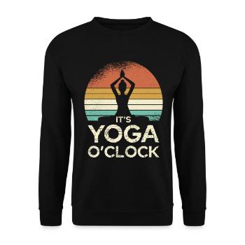 Yoga Uhrzeit im Sonnenuntergang - Unisex Pullover - Schwarz - Vorne - Alina (178cm) & Michal (187cm)