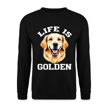 Life is Gold: Golden Retriever - Unisex Sweatshirt - black - Front - Alina (178cm) & Michal (187cm)