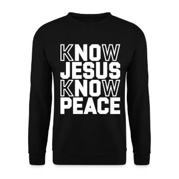 Know Jesus Know Peace - Unisex Pullover - Schwarz - Vorne - Alina (178cm) & Michal (187cm)