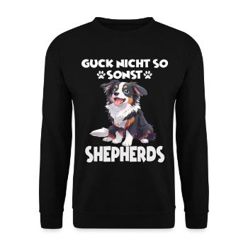 Berger australien propriétaire de chien en promenade australienne - Sweat-shirt Unisexe - noir - Devant - Alina (178cm) & Michal (187cm)