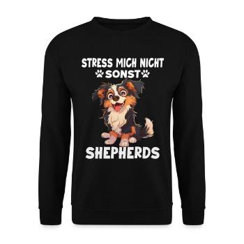 Hund Australian Shepherd T Hundehalter Geschenk - Unisex Pullover - Schwarz - Vorne - Alina (178cm) & Michal (187cm)