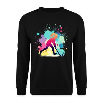 Hockey sur gazon, joueur de hockey sur gazon, hockey - Sweat-shirt Unisexe - noir - Devant - Alina (178cm) & Michal (187cm)