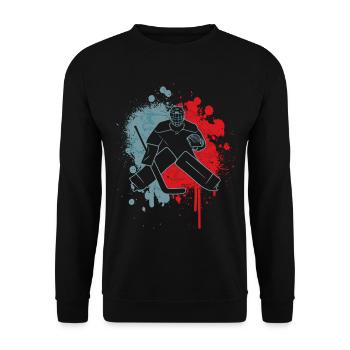 Eishockey Goalie Torwart Jungen Eishockeyspieler - Unisex Pullover - Schwarz - Vorne - Alina (178cm) & Michal (187cm)