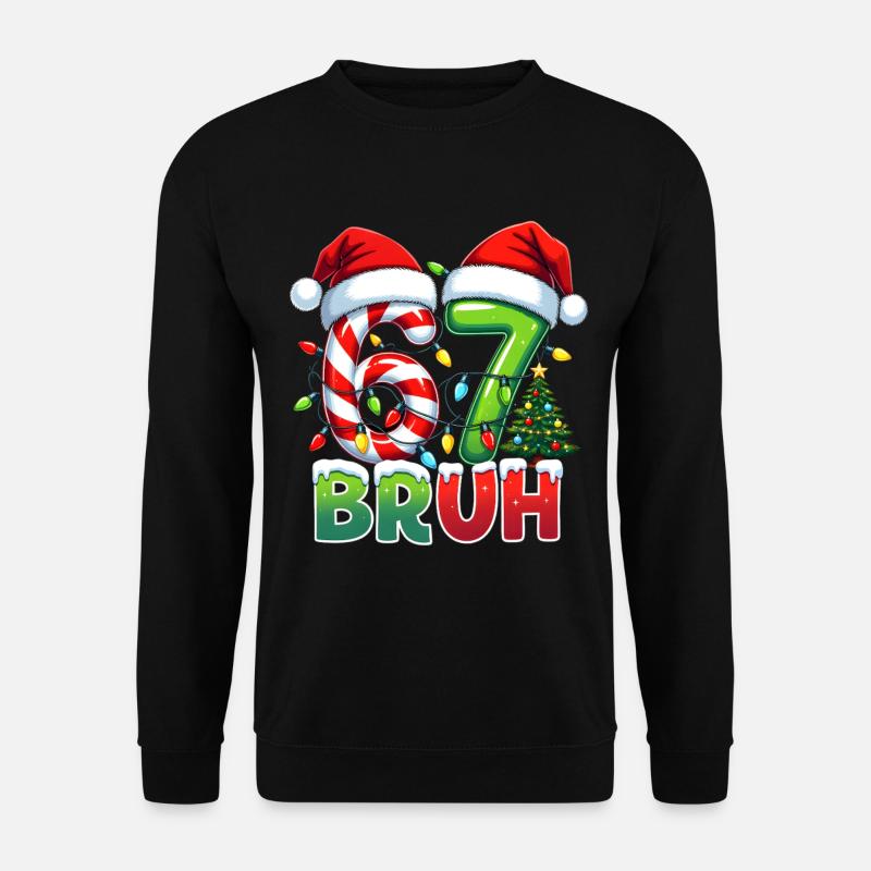 Bruh 67 candy canes Christmas design - Unisex Sweatshirt - black