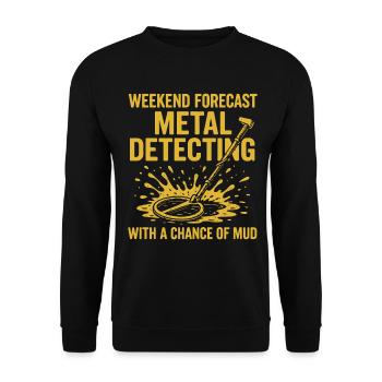 Wochenendvorhersage Metallerkennung Spaß - Unisex Pullover - Schwarz - Vorne - Alina (178cm) & Michal (187cm)