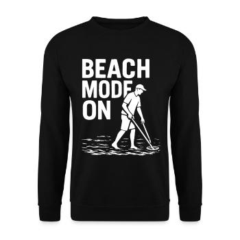 Beach-Modus auf Funny Metal Detecting-Design - Unisex Pullover - Schwarz - Vorne - Alina (178cm) & Michal (187cm)