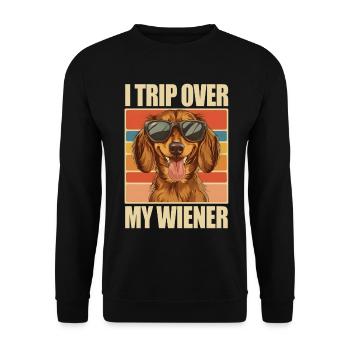 Vintage Dachshund Dackel I Trip Over My Wiener - Unisex Sweatshirt - black - Front - Alina (178cm) & Michal (187cm)