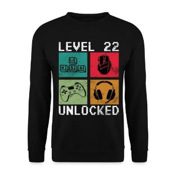 Level 22 Unlock Pixel Icons - Unisex Pullover - Schwarz - Vorne - Alina (178cm) & Michal (187cm)