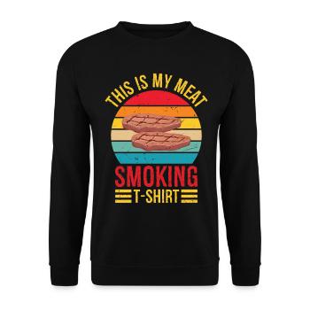 Vintage This Is My Meat Smoking T-shirt BBQ Smoke - Unisex Sweatshirt - black - Front - Alina (178cm) & Michal (187cm)