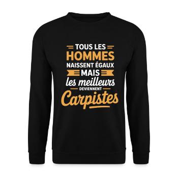 Les Meilleurs Deviennent Carpistes Humour Pêcheur  - Sweat-shirt Unisexe - noir - Devant - Alina (178cm) & Michal (187cm)
