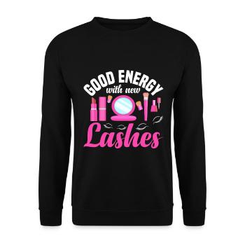 Technicienne de cils fournie par les cils - Sweat-shirt Unisexe - noir - Devant - Alina (178cm) & Michal (187cm)