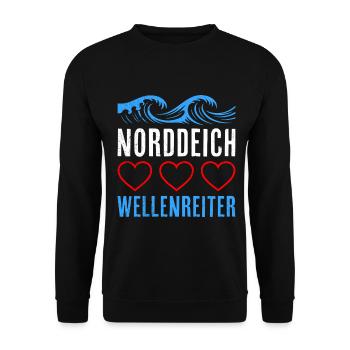 North Sea Holiday NORDDEICH SURFER FUNNY - Unisex Sweatshirt - black - Front - Alina (178cm) & Michal (187cm)