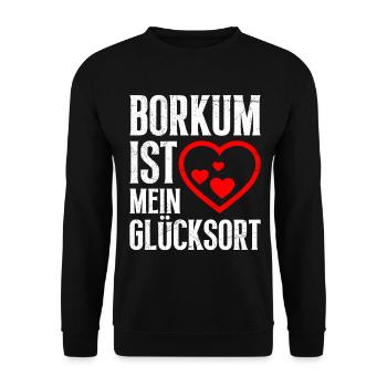 BORKUM IS MY PLACE OF HAPPINESS Fun - Unisex Sweatshirt - black - Front - Alina (178cm) & Michal (187cm)