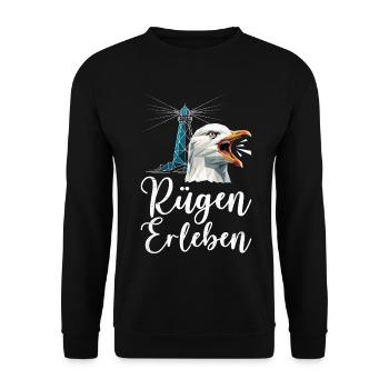 Vacances à Rügen EXPÉRIENCE DE LA MER BALTIQUE : plaisir en mer Baltique - Sweat-shirt Unisexe - noir - Devant - Alina (178cm) & Michal (187cm)