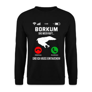 North Sea BORKUM THE SEA IS CALLING, I HAVE TO DIVE IN - Unisex Sweatshirt - black - Front - Alina (178cm) & Michal (187cm)