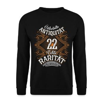 22. Geburtstag Antiquität Rarität - Unisex Pullover - Schwarz - Vorne - Alina (178cm) & Michal (187cm)